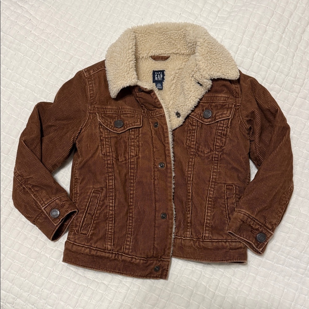 GAP Brown Corduroy Jacket with Cream Sherpa Collar - perfect condition like new